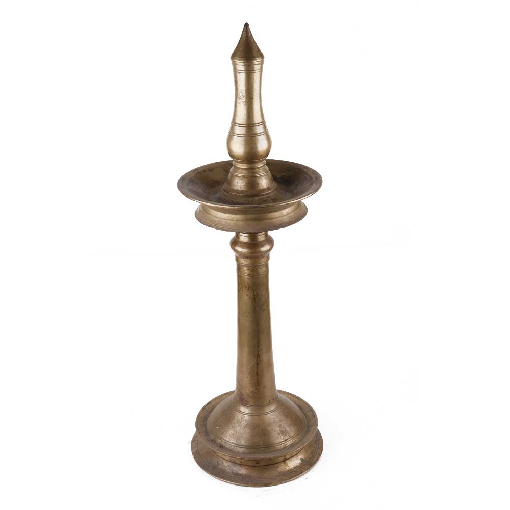 Handmade Antique Brass Kuthu Vilakku Oil Lamp With Stand