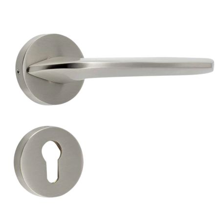 Handmade Satin Silver Matt Brass Simple Mortise Door Lock Handle Set