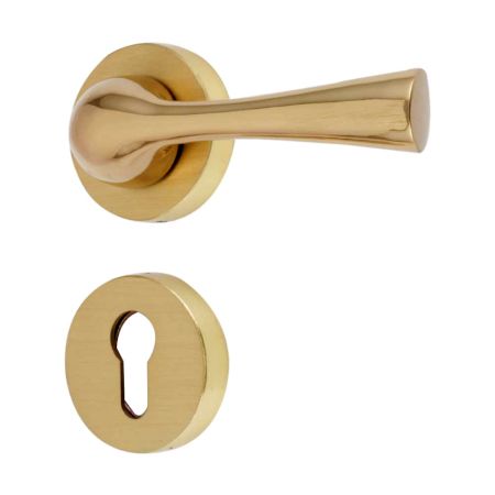 Handmade Golden Brass Mortise Door Lock Handle Set
