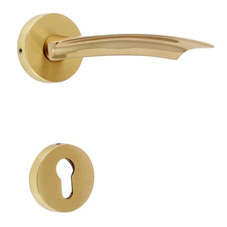 Handmade Golden Brass Modern Style Mortise Handle Set