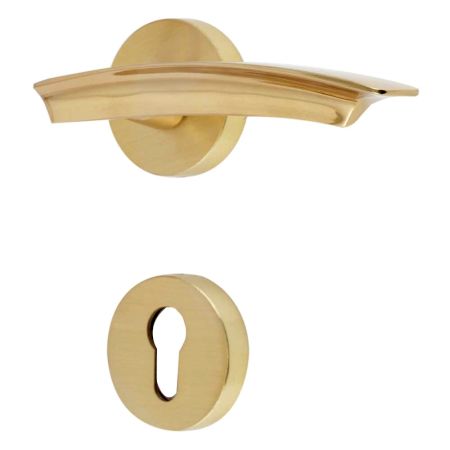 Handmade Golden Brass Modern Style Mortise Handle Set