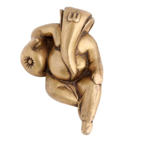 Handmade Golden Brass Relaxing Ganesha Statue