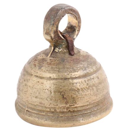 Handmade Tan Brown Brass Temple Bell Hindu Pooja Accessory