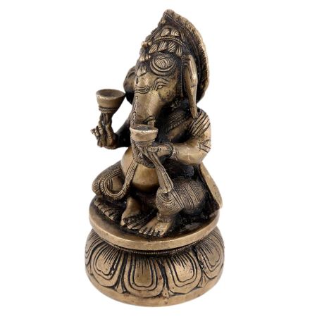 Holy God Ganesha Statue In Antique Brass