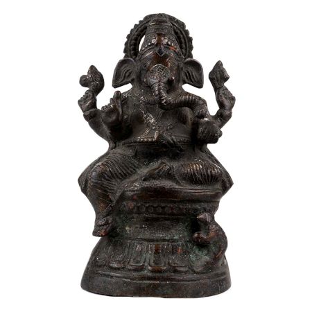 Handmade Matt Black Brass Lord Ganesha Statue