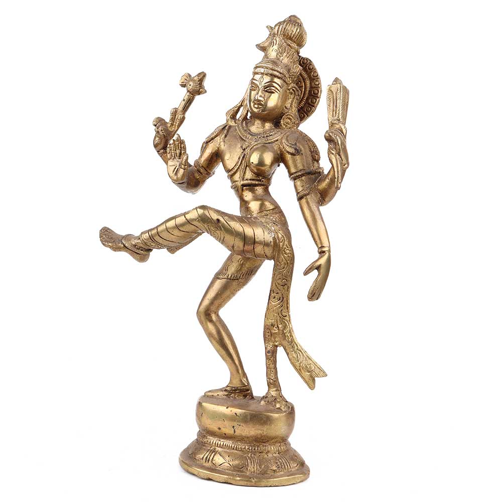 Handmade Golden Brass Ardhanarishvara Half Shiva And Parvati Dancing Statue