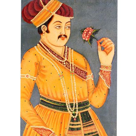 Mughal Emperor Miniature Canvas Painting