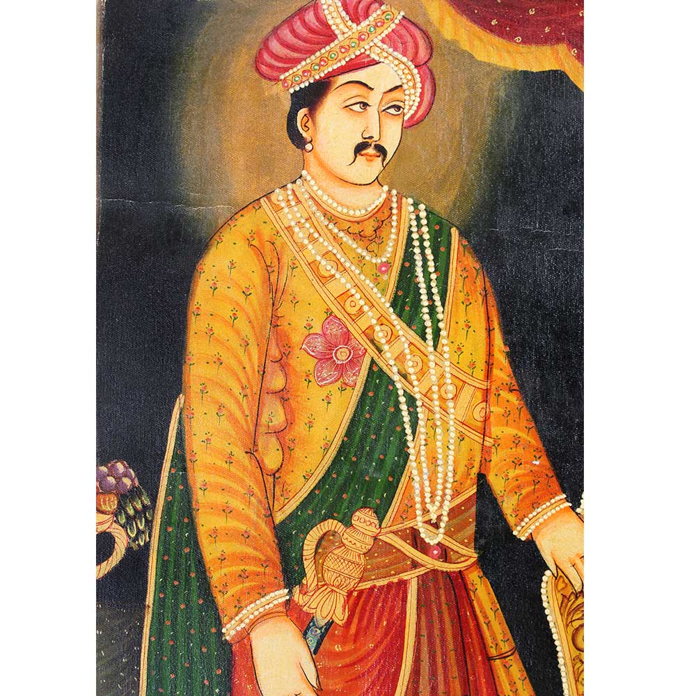 Life Size Portrait Painting Of Indian Raja Or Emperor