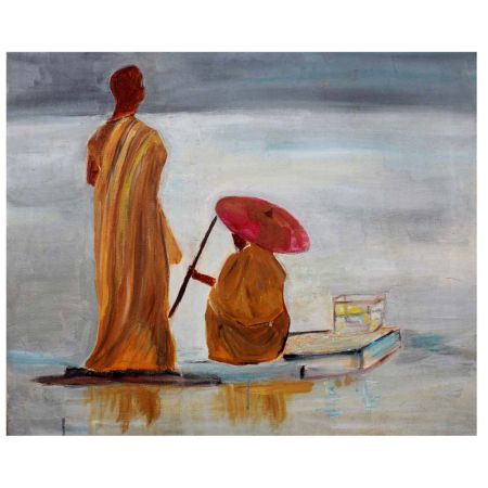 Canvas Painting Of Two Buddhist Monk