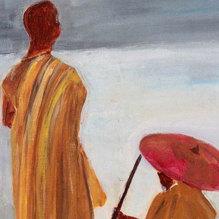 Canvas Painting Of Two Buddhist Monk