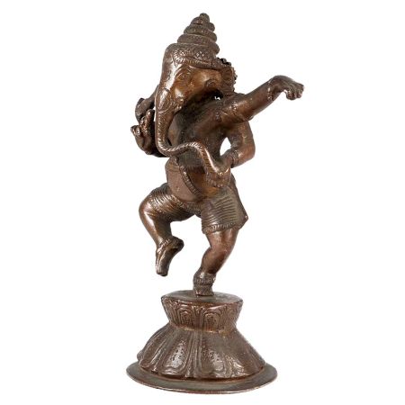 Brass Dancing Lord GaneshaÂ In Antique Finish