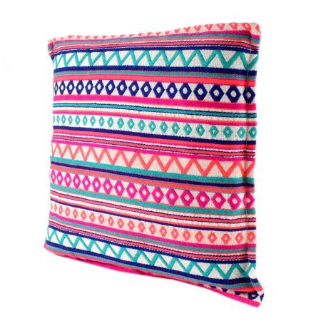 Pink Zigzag Print Cotton Cushion Cover