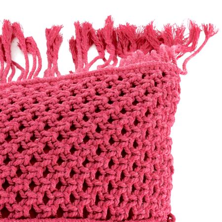 Red Macrame Cotton Cushion Cover