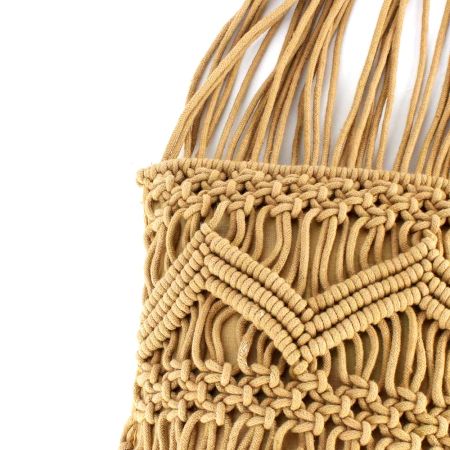 Beige Macrame Pillow cover With Fringes