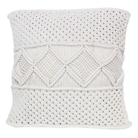 White Macrame Farmhouse Decor Cushion Cover