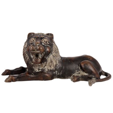 Black Brass Sitting Lion Statue