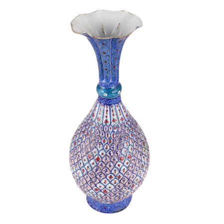 Blue Copper Enamel Flower Vase From The Middle East