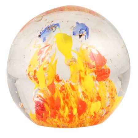 Yellow Aquatic Art Glass Paperweight
