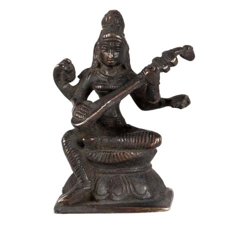 Brass Saraswati Idol With Veena
