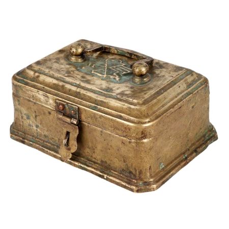 Brass Trinket Box  with Hinged Lid And Latch