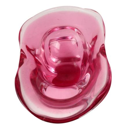 Pink Glass Boat Shaped Fruit Serving owl