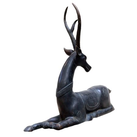Brass Christmas Decor Sitting  Deer Figurine