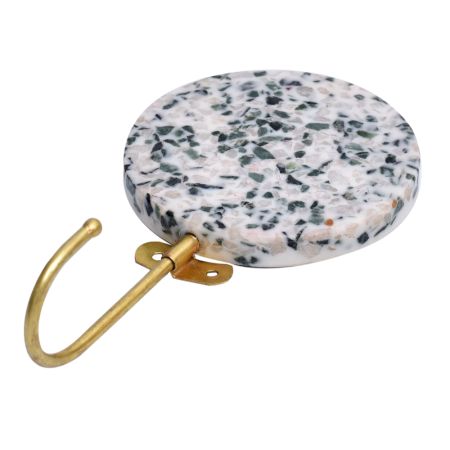 Single Resin And Brass Terrazzo Wall Hook