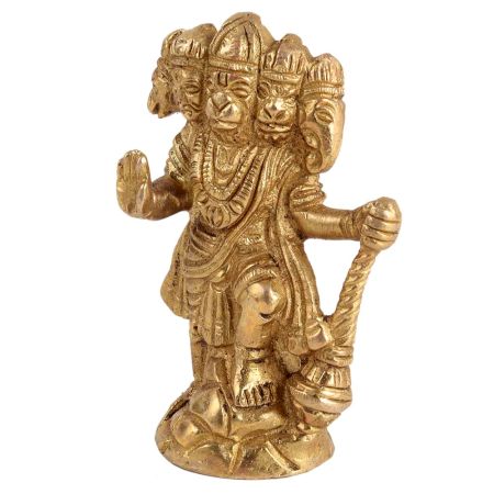Brass Hanuman Panchmukhi Statue Holding Gada