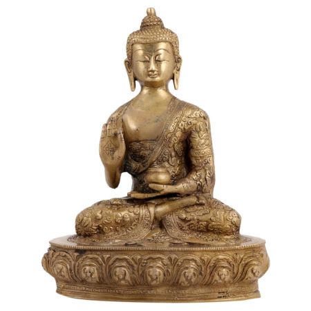 Brass Buddha Statue In Decorative Robe
