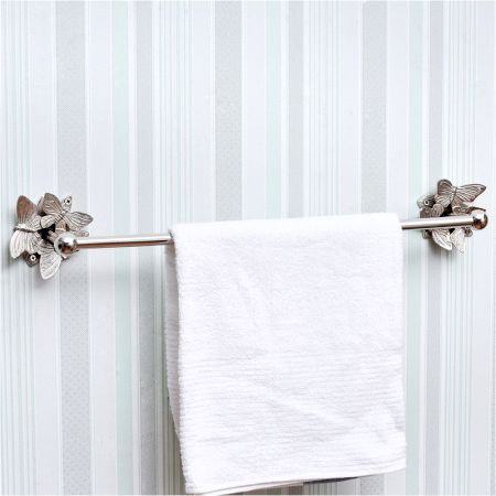 Silver Brass Butterfly Bathroom Towel Holder