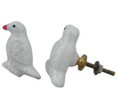 White Parrot Door Bird Knob