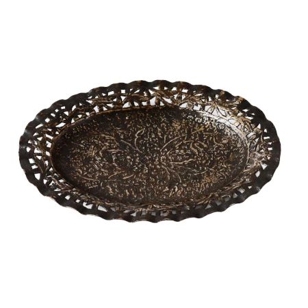 Brass Tray With Floral Pattern Engravings