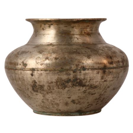 Vintage Used White Metal Gangajal Water Pot