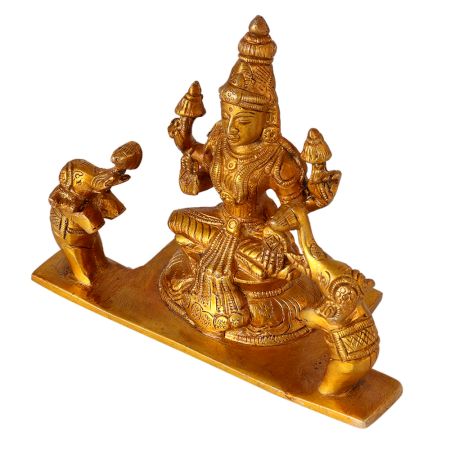 Sitting Goddess Lakshmi or Laxmi with two Elephants