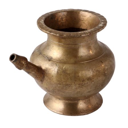 Brass Pooja Karva Pot In Antique Finish