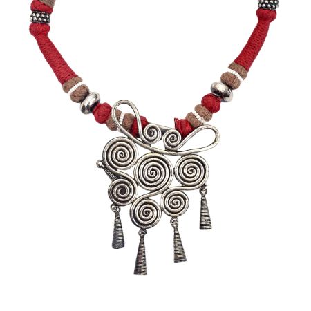 Rust Jute Thread  Tribal Necklace