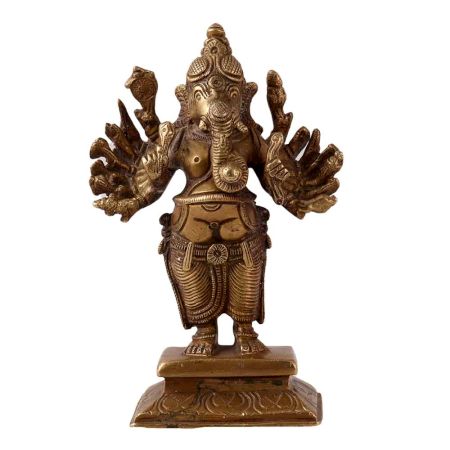 Brass Vira Ganapati or Ganesha Statue