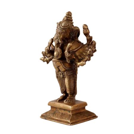 Brass Vira Ganapati or Ganesha Statue