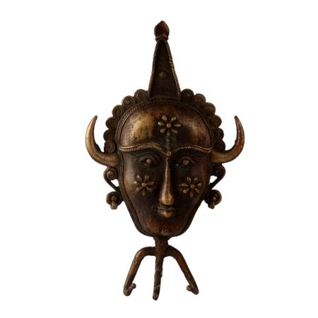 Brass Tribal Art Hook with Face Figurine