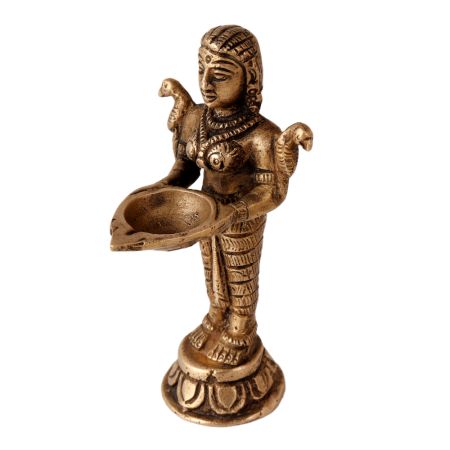Brass Statue Of Deepalakshmi Holding Diya
