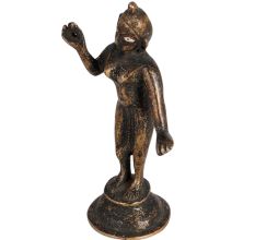 Vintage Brass Radha Rani Statue in Black Finish