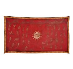 Beautiful Pichwai Painting on Red Fabri Cloth