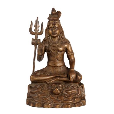 Brass Seated Lord Shiva Statue for Decor