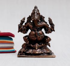 Premium Copper Statue of Lord Ganesha in Antique Finish