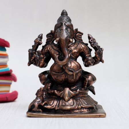 Premium-Quality Copper Statue of Lord Ganesha for Worship