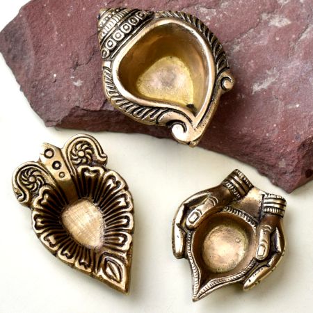 Brass Oil Lamp For Inaugration Traditional Festival Diwali Diya Pack of 3