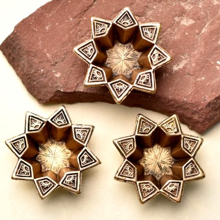 Brass Starry Flower Oil Lamp Diwali Decoration Gift Pack of 3 Diyas