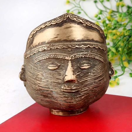 Handcrafted Brass Tribal Pen Stand in Antique Finish