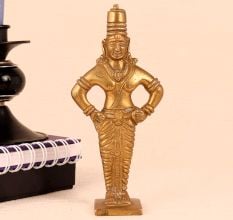 Handcrafted Golden Brass Lord Vitthal Statue for Worship