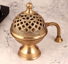 Handmade Golden Brass Incense Burner for Decor
